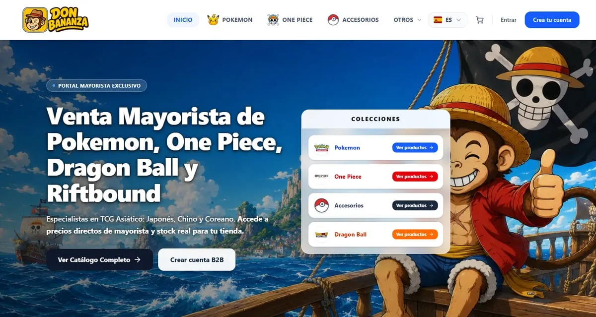 Portal mayorista B2B de cartas TCG asiáticas Don Bananza