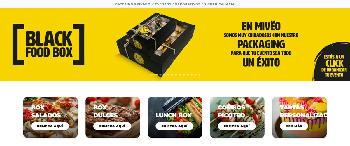 Web de Miveo, catering y eventos en Gran Canaria